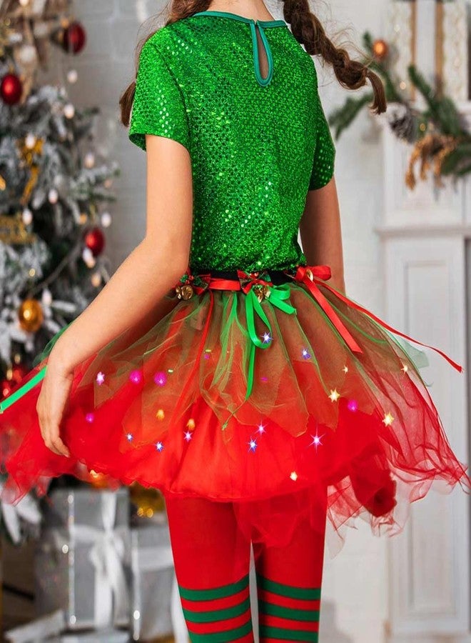 ايفينت تنورة توتو مضيئة لعيد الميلاد من إيرنت، مزينة بفيونكة وأجراس عيد الميلاد، تنورة باليه من التول، زي تنكري لحفلات العطلات، تنورة توتو حمراء - Image 5